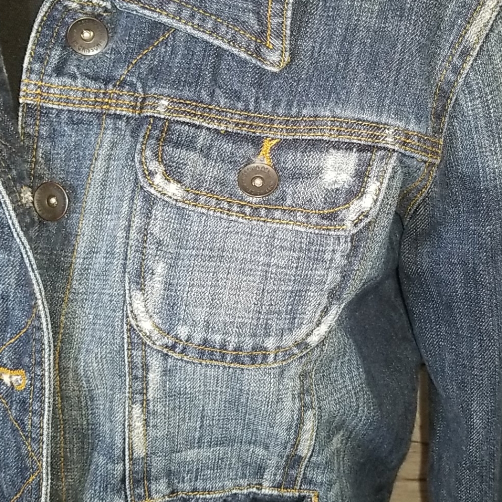MOSSIMO DISTRESSED DENIM JACKET - Picture 3 of 13